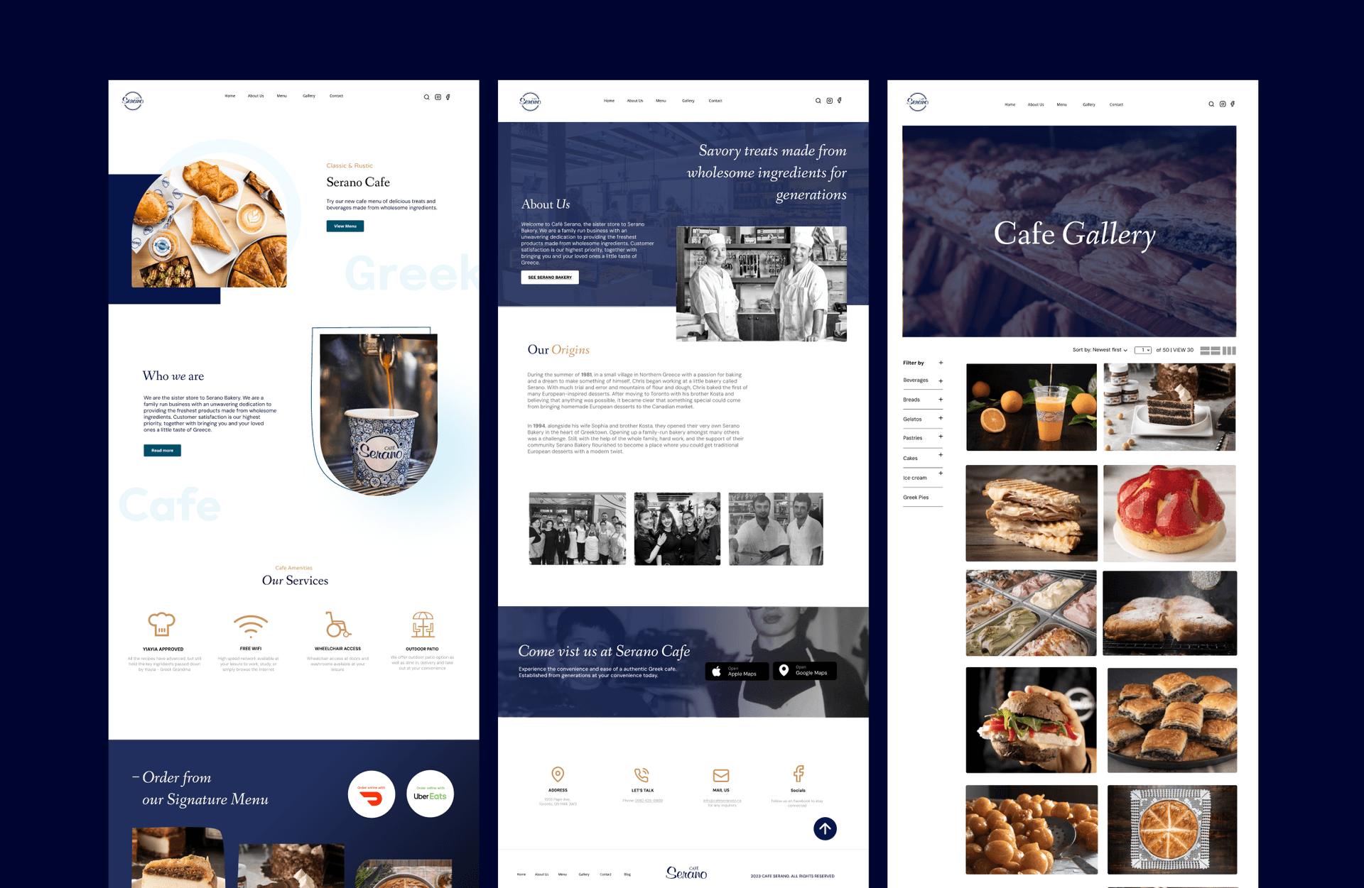 Serano Cafe website redesign mockup