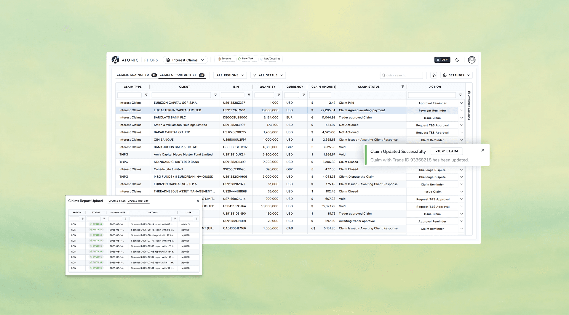 Claims Dashboard Interface